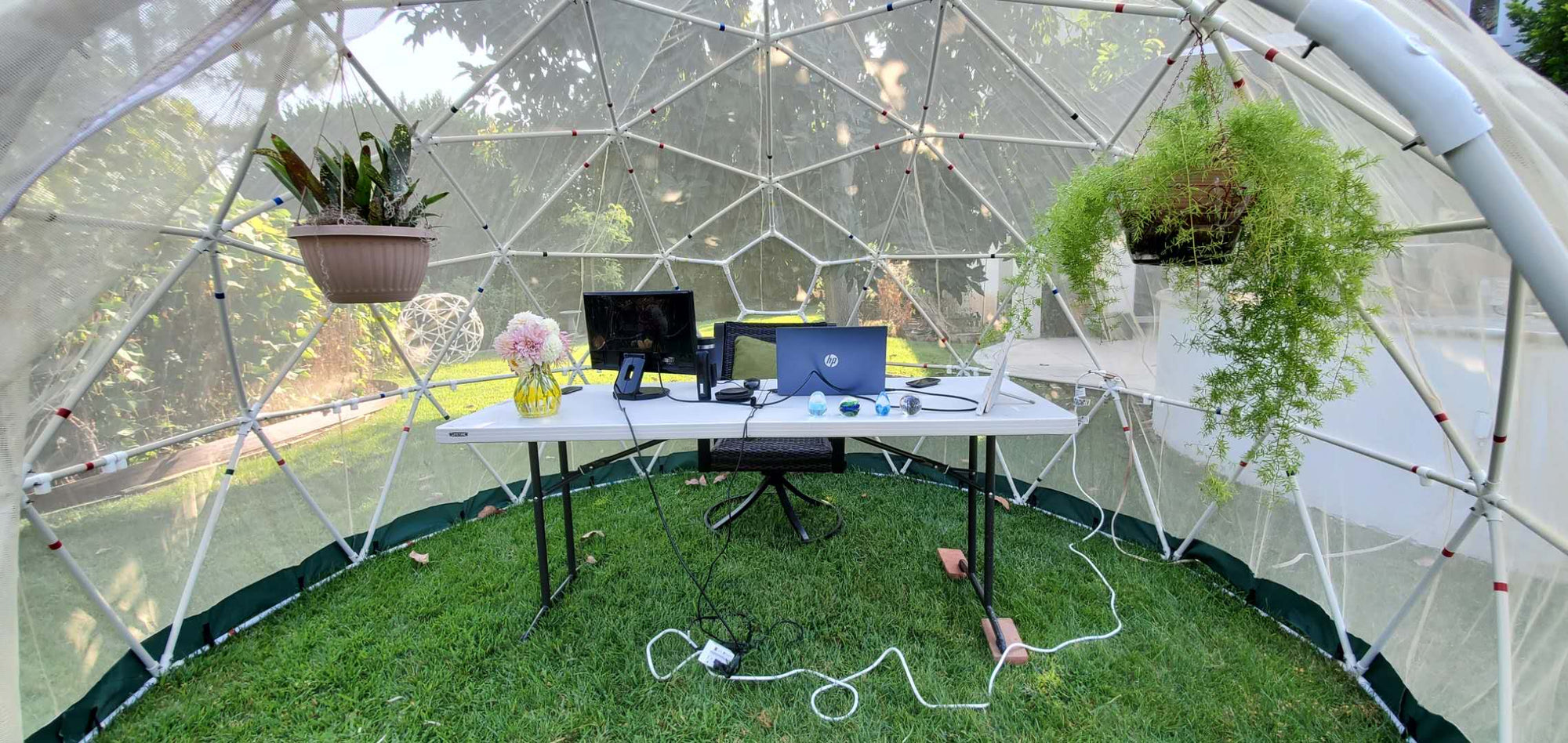 Mosquito Dome in the garden makes a great office